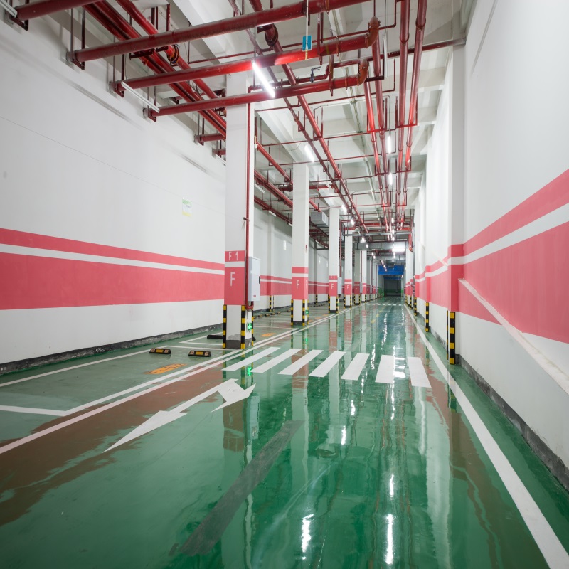 Underground Car Park, The Floor Painted with Varnish and Curing Agent