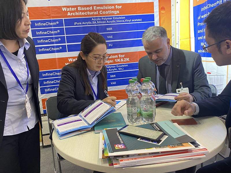 EUROPEAN COATINGS SHOW 2023，Salesmen Talking with Visitor, Booth