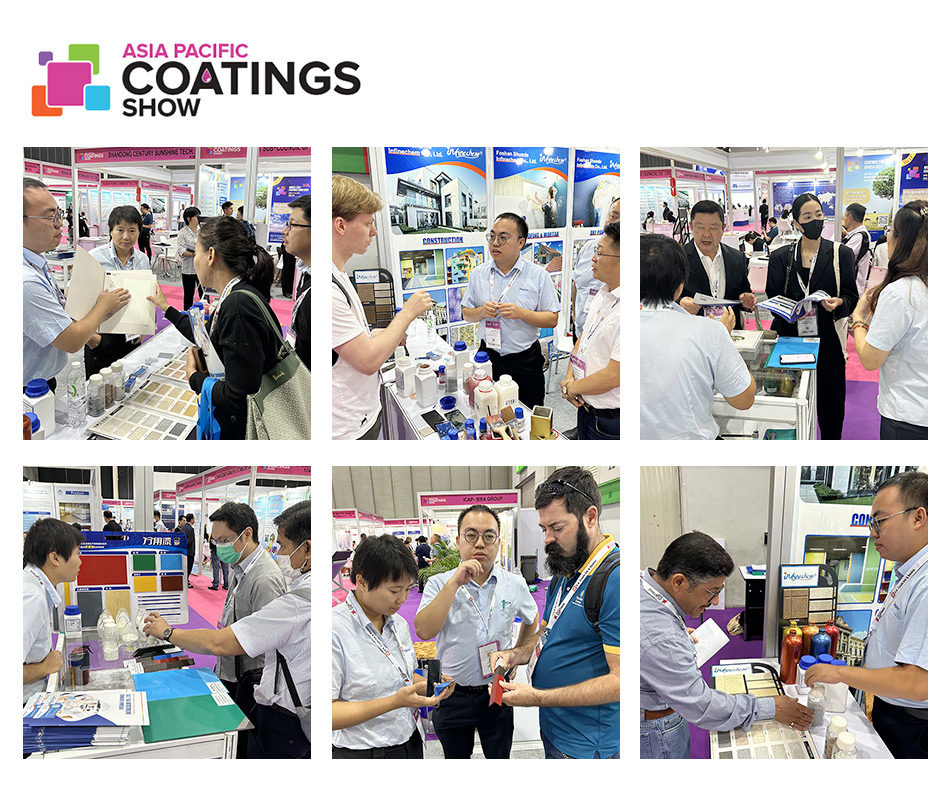 ASIA PACIFIC COATINGS SHOW 2023, Salesmen Talking to Visitors, Showing Samples at Booth