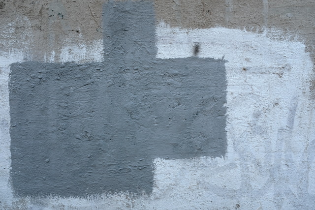 Cement wall, Gray and white paint partially overlap on wall